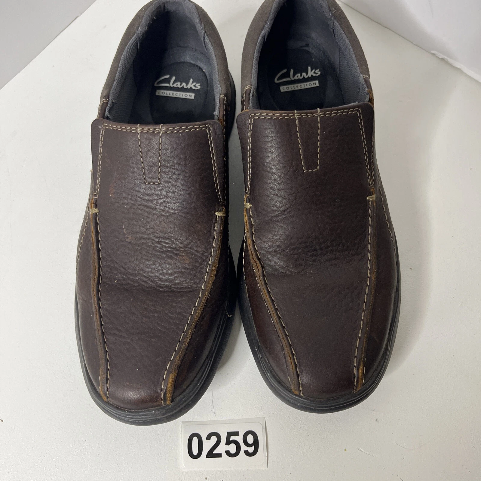 Mocassini Clarks Cushion Ortholite da uomo taglia 8 M scarpe eleganti in pelle marrone