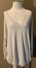 Lulus S/M Beige V Neck Long Sleeve Knit Pullover Sweater Top