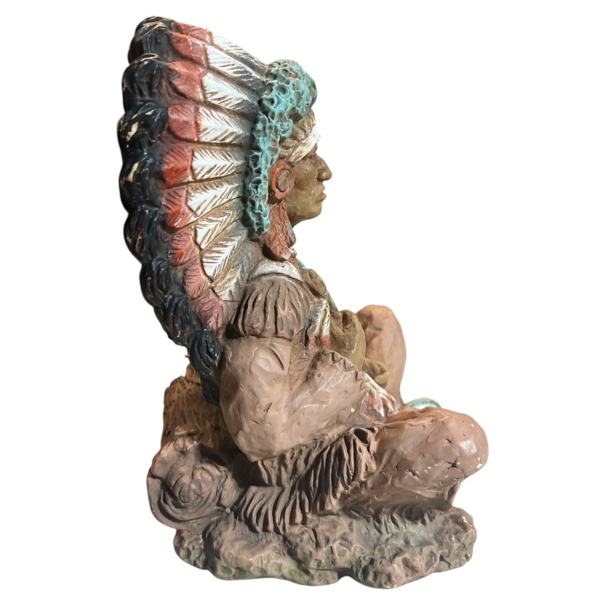 1973 Universal Statuary Corp 9” Vintage Sitting Indian Chief with