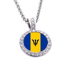 Barbados Silver Colour Necklace With Diamante Pendant And Gift Box