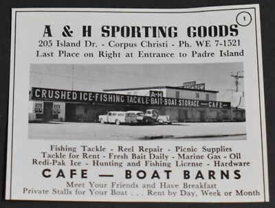 1961 Print Ad Texas Corpus Christi A & H Sporting Goods Cafe Boat Barns Art