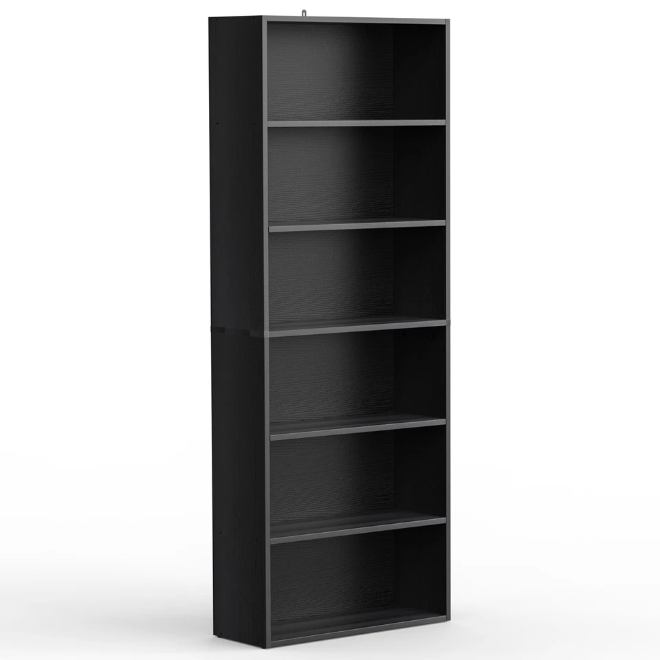 Bookshelf 5/6Tier Adjustable Bookcase Open Wood Magazine Organizer Storage Shelf - Image 4 of 4