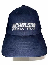 Nicholson Steam Trap Navy Blue Hat Cap w White Strap Buckle Beaver Caps