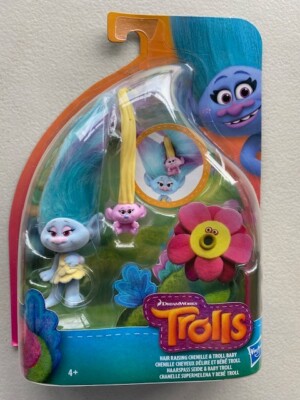 TROLLS HAIR RAISING CHENILLE AND BABY TROLL NEW TOY FIGURE