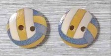wood sports ball sewing buttons 2 holes 5/8 inch 2pc set