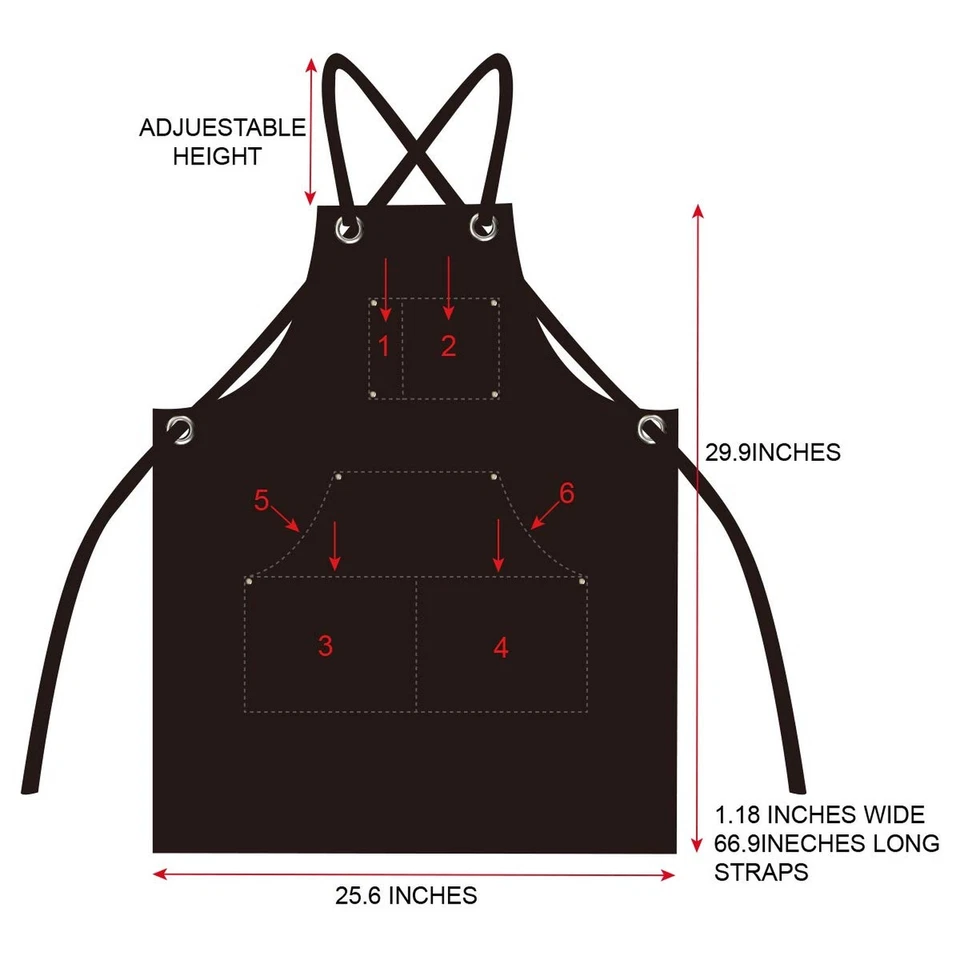 16 Oz Canvas Apron for Men - Black Heavy Duty Work Apron for Carpenters,Woodw... - Image 3 of 4