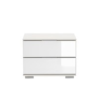 Schlafzimmer Nachttisch Nachtschrank Nachtkonsole Weiß Schubladen Glasfront