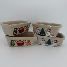 Garden Ridge Mini Loaf Pans SET of 4 Ceramic Christmas Bakeware Holiday