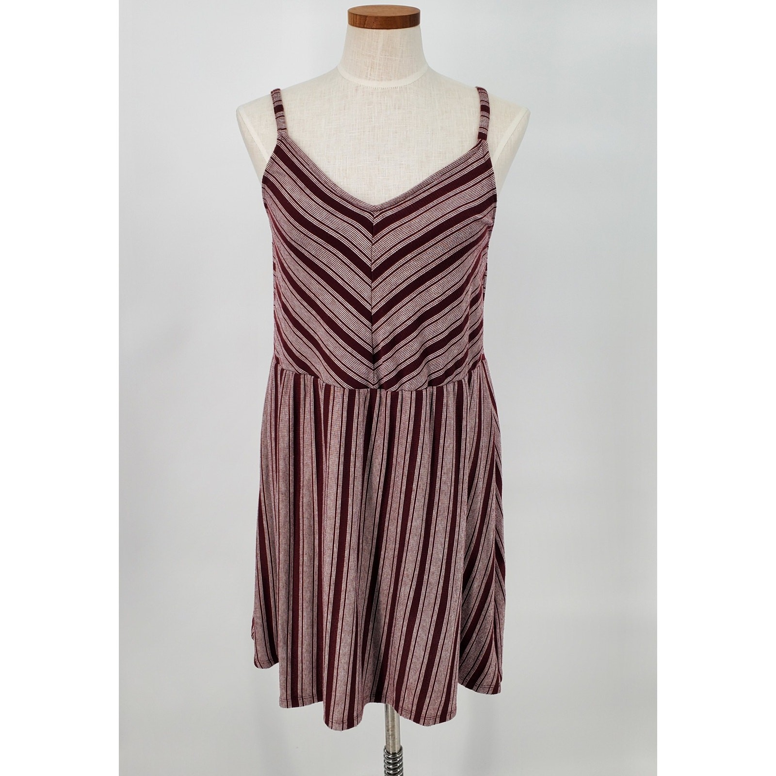 Universal Thread Burgundy Striped Mini Dress Wome… - image 1
