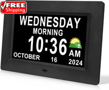 Digital Calendar Dementia Alarm Clock with Day and Date for Elderly - 15 Alarms
