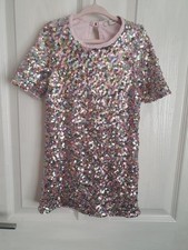 Asda Girls Pink Sequin Dress Age 4-5 Years Excellent Condition