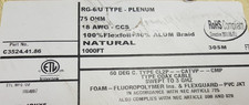Carol C3524 Plenum RG6/U 18awg Premium FFEP 75Ohm Coaxial Cable Nat /250ft