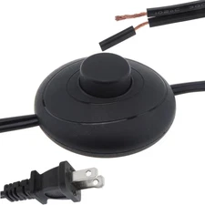 RTNLIT 6Ft Floor Foot Pedal Push Switch Inline Lamp Light On-Off Black 