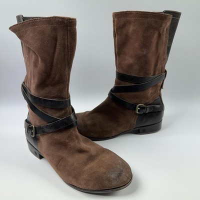 UGG Boots Womens Size 9 Brown Suede Leather Strappy Mid Calf Zip 1001791