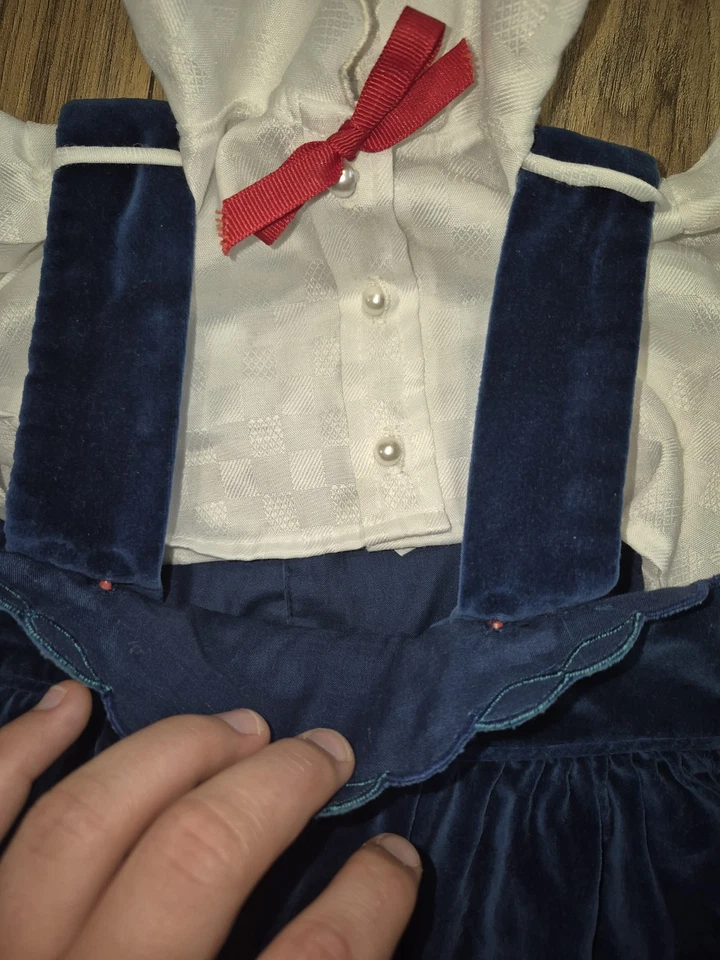 Vestido de Navidad Vintage Talla 2T Niñas Pequeñas’ Terciopelo Jersey Vestido Cerezas Foto 4 de 4