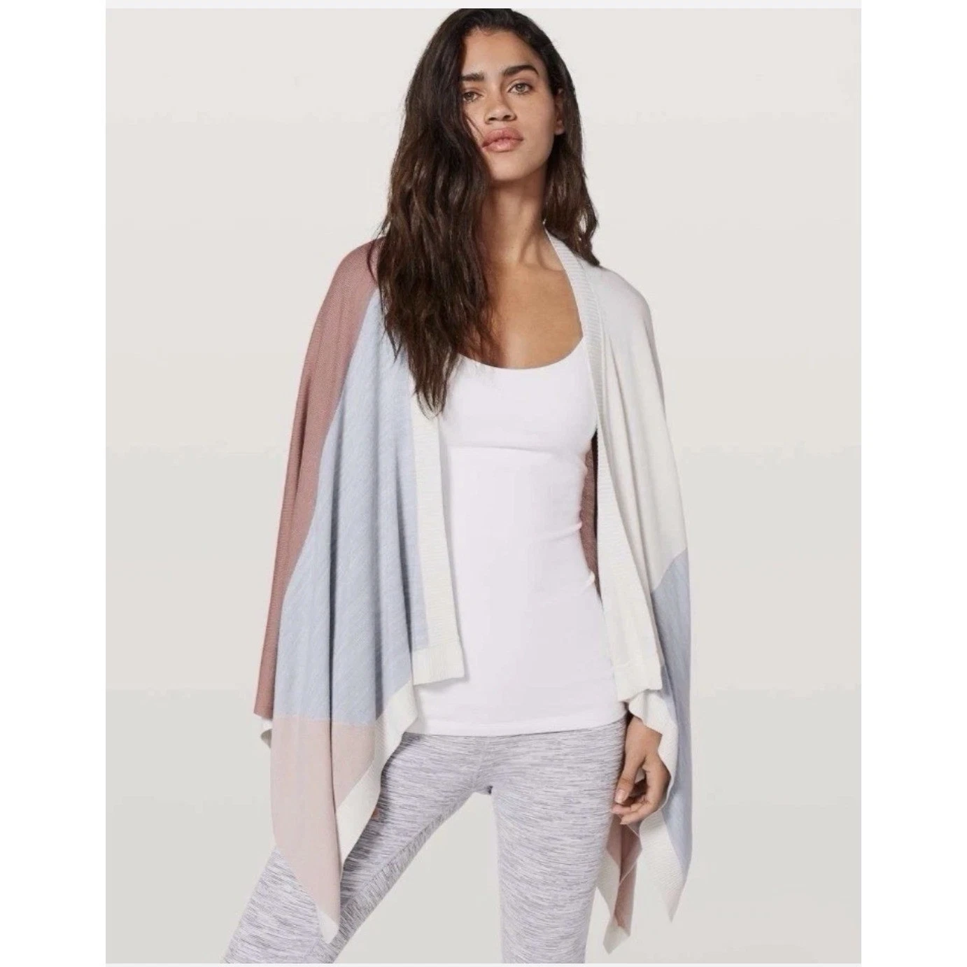 Lululemon Hatha Wrap/Poncho Pink Grey Silk Blend Wrap OS