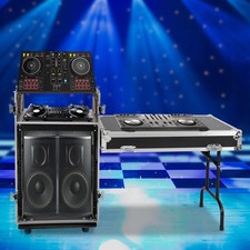 14U PA DJ Rack PA DJ Cabinet with Wheels DJ Work Table and Casters DJ Mixer Rack