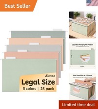 Hanging File Folders Legal Size, 25 Pack File Folders 1/5-Cut Tabs, Morandi C...