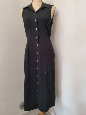 UNITED COLORS OF BENETTON VINTAGE KNOPFKLEID SCHWARZ BUTTONS DRESS 80S 90S 