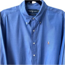 Ralph Lauren Men  s Shirt Yarmouth BLUE Button Down 16 1/2- 33 Long Sleeve Oxford