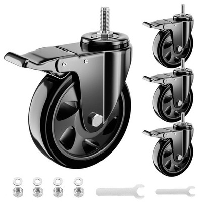 4 Inch Stem Caster Wheels, Heavy Duty Threaded Stem Casters UNC 3/8''-16 x 1 S...