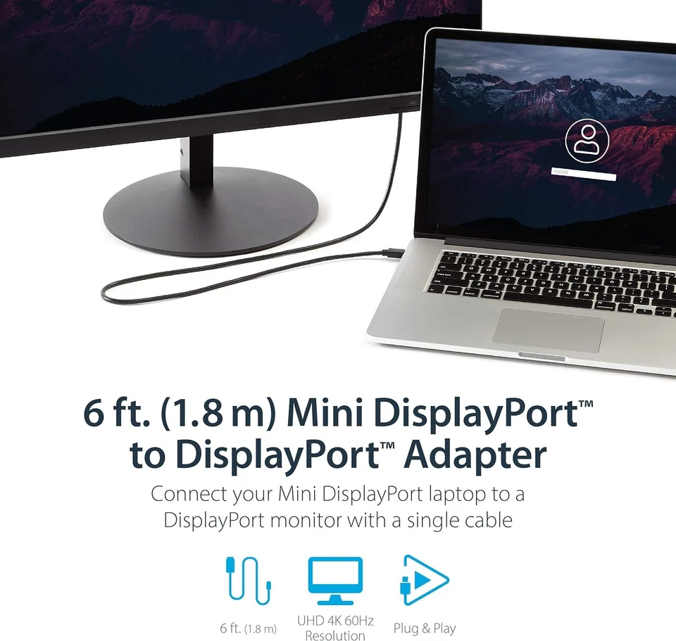 StarTech.com MDP2DPMM2M 2 m Mini DisplayPort to DisplayPort Cable, M/M, mDP to D - Bild 4 von 4