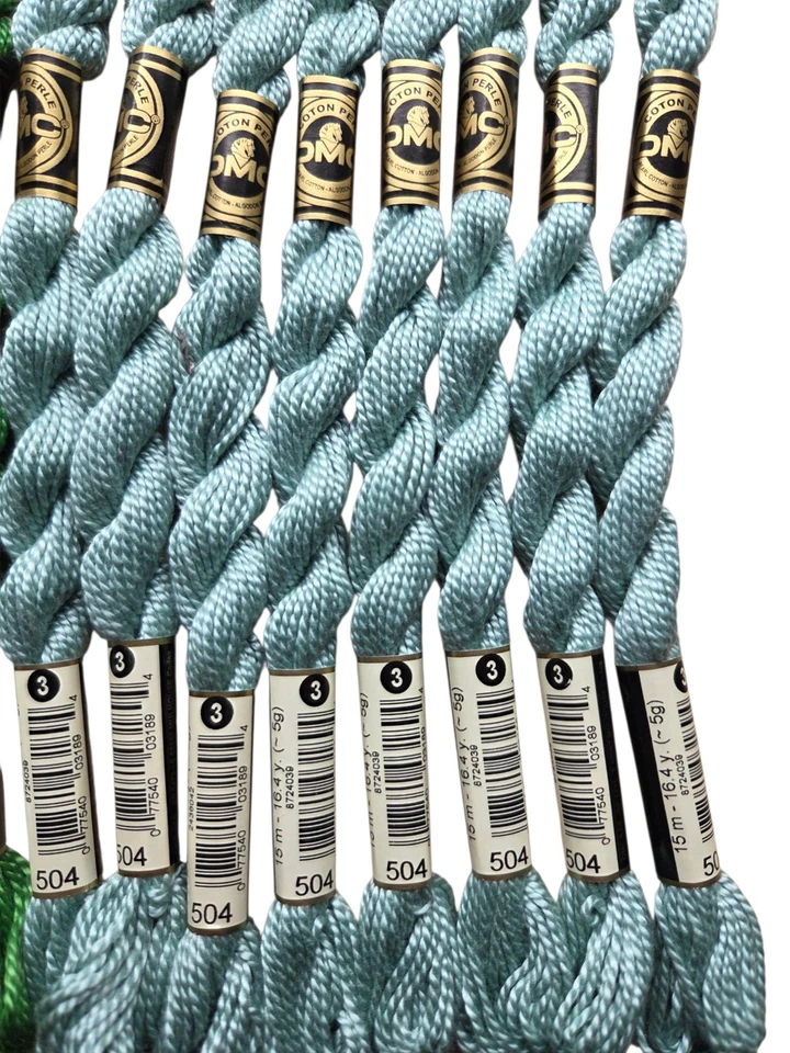 DMC Cotton Perle #3 Lot of 32 Green Aquamarine Embroidery Floss Thread - Image 3 of 4