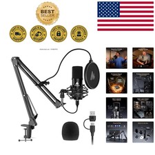 16mm USB Microphone with Shock Mount Pop Filter for Professional Sound Quality