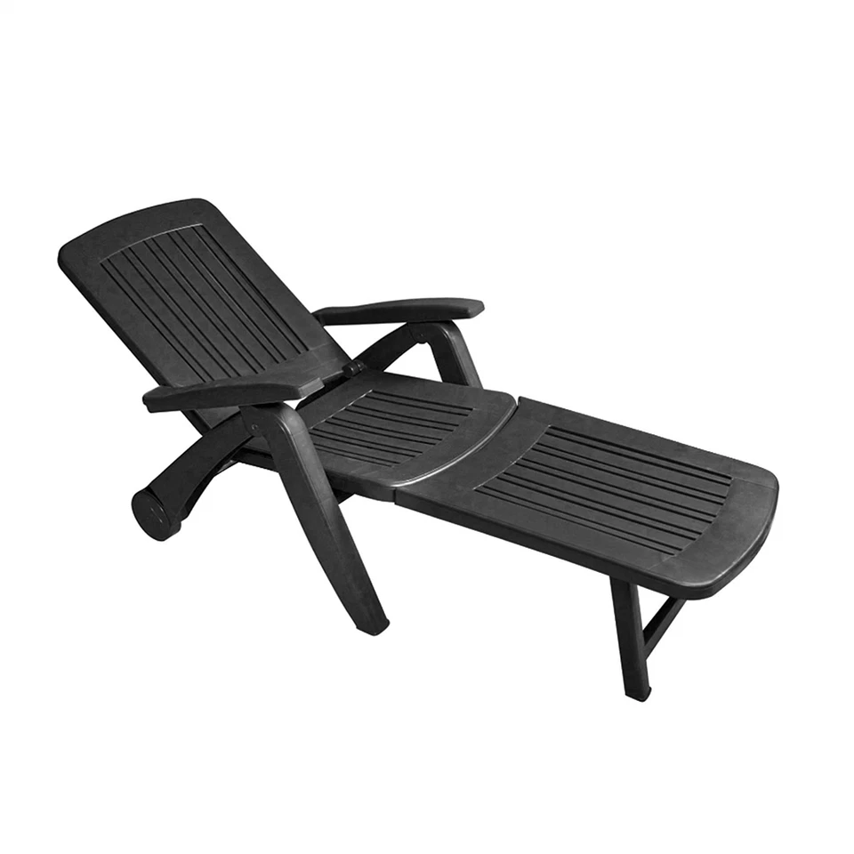 Lettino Prendisole Cancun Sdraio con Ruote in Polyrattan Pieghevole 72x190x60cm - Immagine 4 di 4