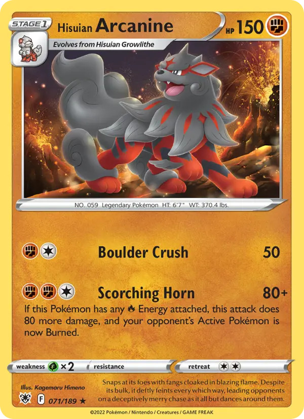 Hisuian Arcanine Astral Radiance #71 Pokémon TCG