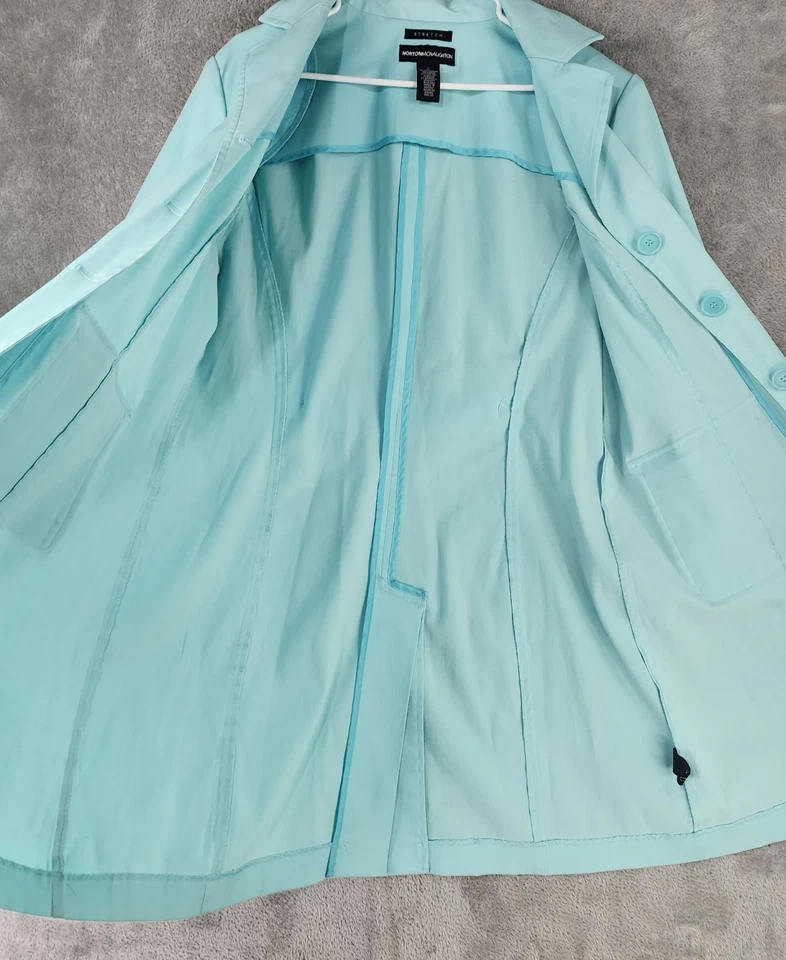 Norton McNaughton Jacket Womens Large Blue Button Up Long Sleeve Trench Coat - Image 3 of 4