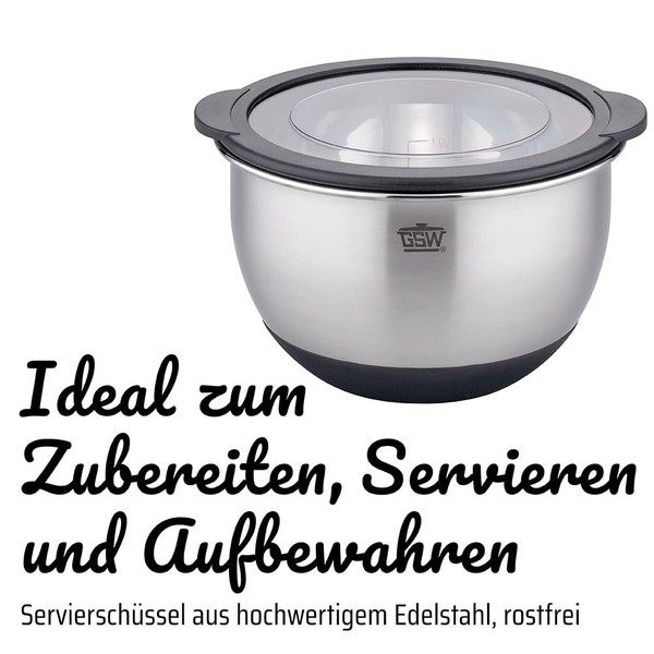 ServierschüSsel 16 Cm Edelstahl Mit Deckel, RüHrschüSsel, SalatschüSsel 1.2 L-image