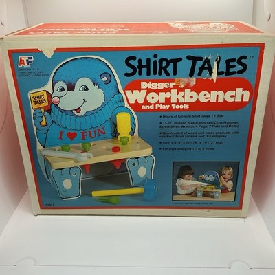 Shirt Tales Digger s Workbench And Playtools In Box 80 s Hallmark 11 Pc Tool Set