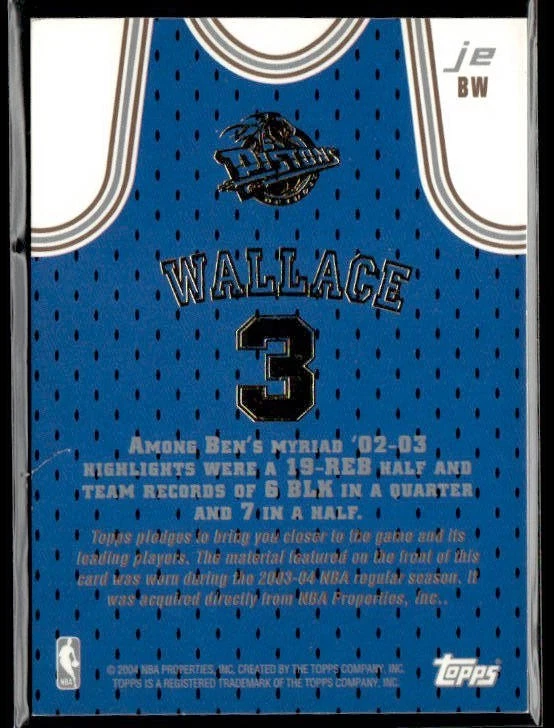 L50,721 - 2003-04 Topps Jersey Edition #BW Ben Wallace - Image 2 of 2