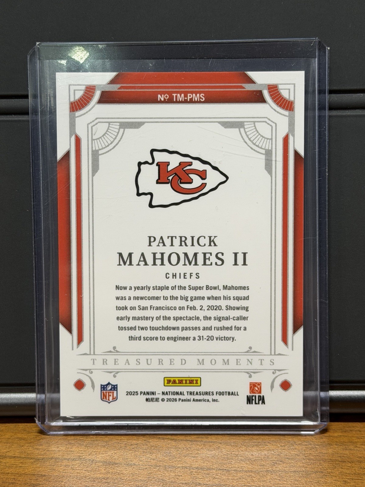 2025 Panini National Treasures - Treasured Moments Patrick Mahomes II TM-PMS /99 view 2
