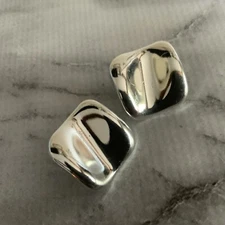 Vintage AVON folded square post earrings geometric in silver tone metal