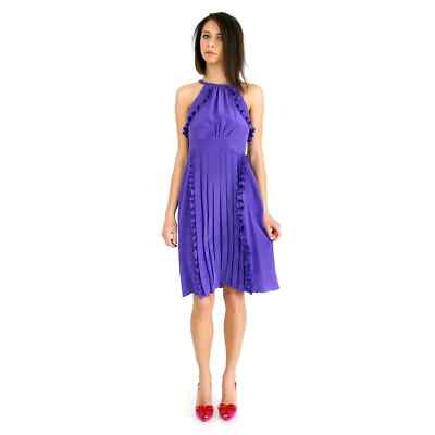 open lace back dress Tibi Pleated Short Dress Teal main image 0