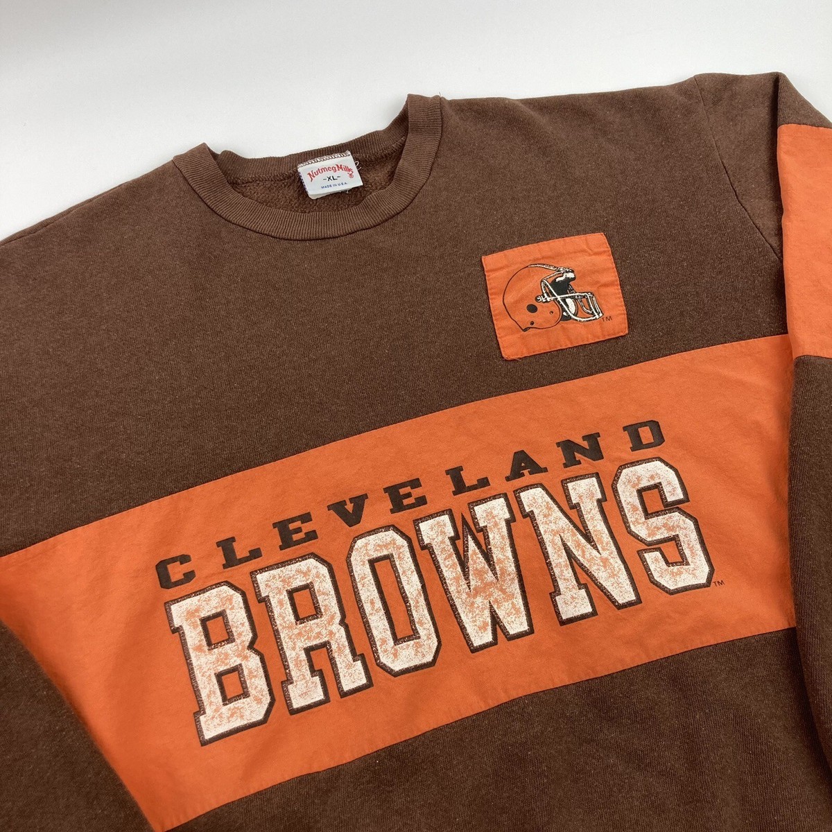 Vintage Cleveland Browns Nutmeg Mills Crewneck Color Block