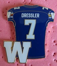 Large Weston Dressler # 7 Winnipeg Blue Bombers Jersey CFL football pin