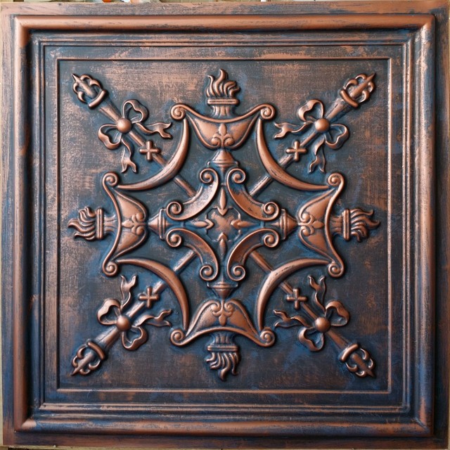 Suspended Ceiling Tiles Faux Tin Rust Copper Decor Wall Panel Pl07