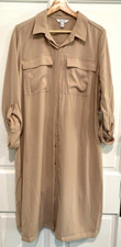 Nine West - Light brown (beige) long sleeve shirt dress women's size XL