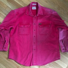 VTG 90s Woolrich Expedition Chamois Flannel Shirt Faded Distressed Red Cotton XL