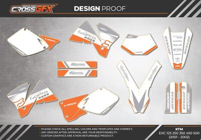 2001 2002 Graphics Kit KTM EXC 125 200 250 300 380 400 520 Decals