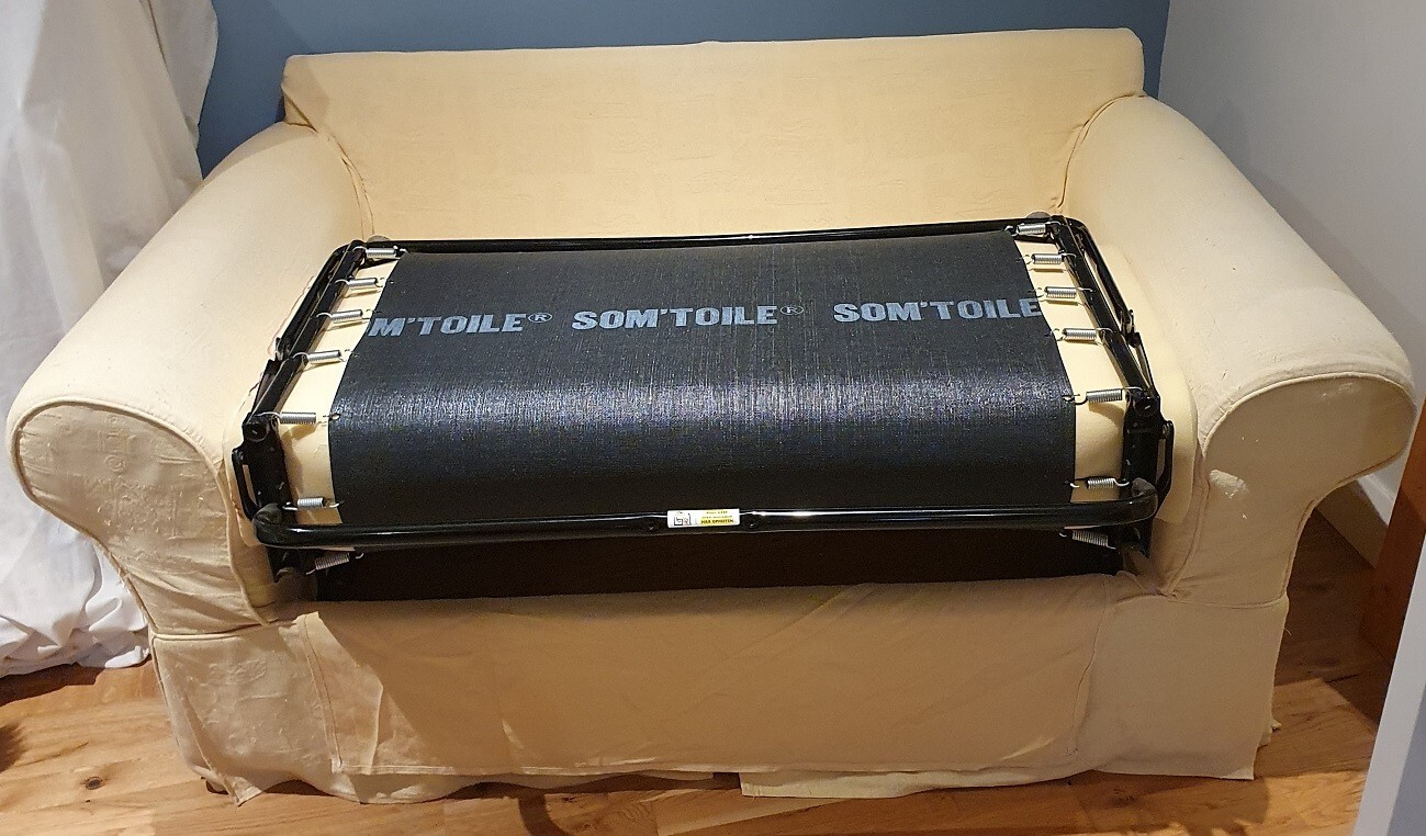 2 Seater Sofa Bed Yellow Som'toile metal fold out frame washable covers