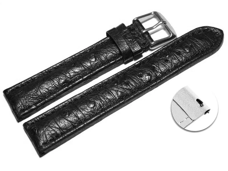 Bracelet De Montre En Cuir Véritable Grain Autruche – Largeur 18mm – Neuf Sans étiquette