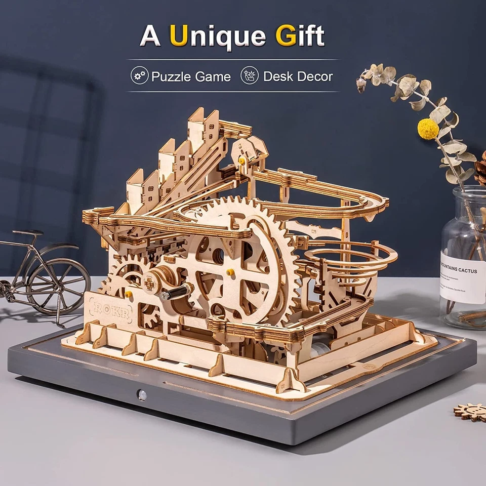 ROBOTIME 3D Wooden Puzzle Marble Run Mechanical Model Kits DIY Gift for Teens - Image 3 of 4