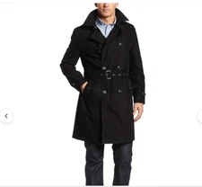 Hart Schaffner Marx BLACK SHORT TRENCH COAT Zip out Lining SIZE 40 R