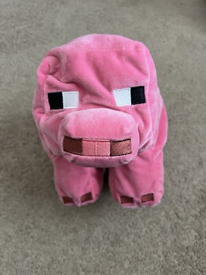 Minecraft Video Game Virtual 3D Block Pink Default Pig Plush 16-18  2016 Tag