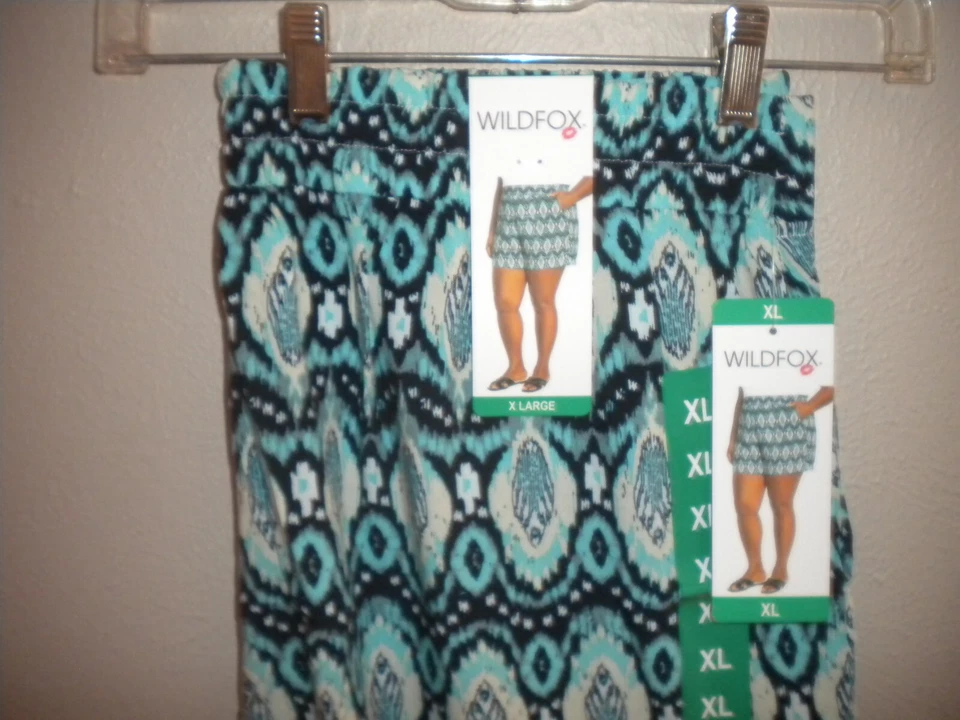 Pantalones Cortos Para Mujer Wildfox Talla XL Azul Rayón Elásticos Cintura Trasera Nuevos con Etiquetas Foto 3 de 4