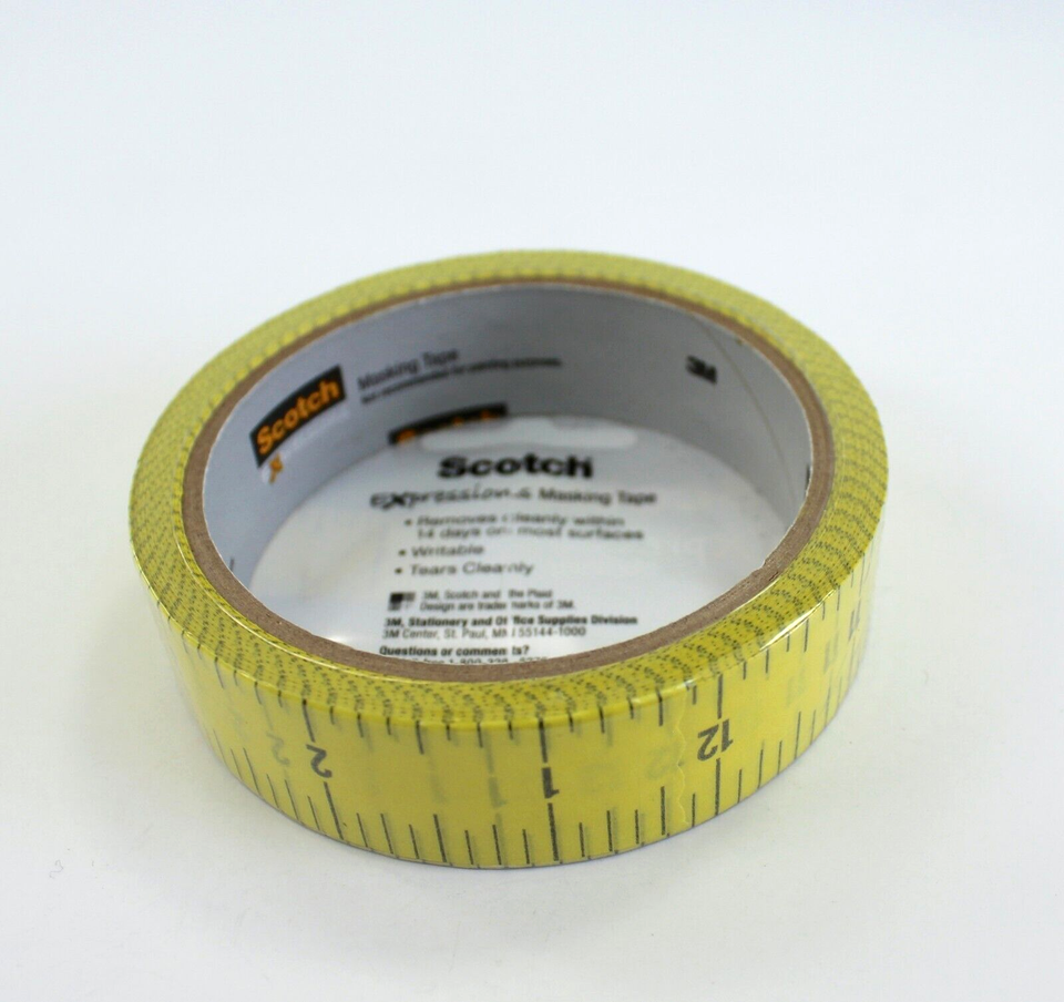 Scotch Expressions Decorative Masking Tape Yellow Ruler Design 1 Roll ...